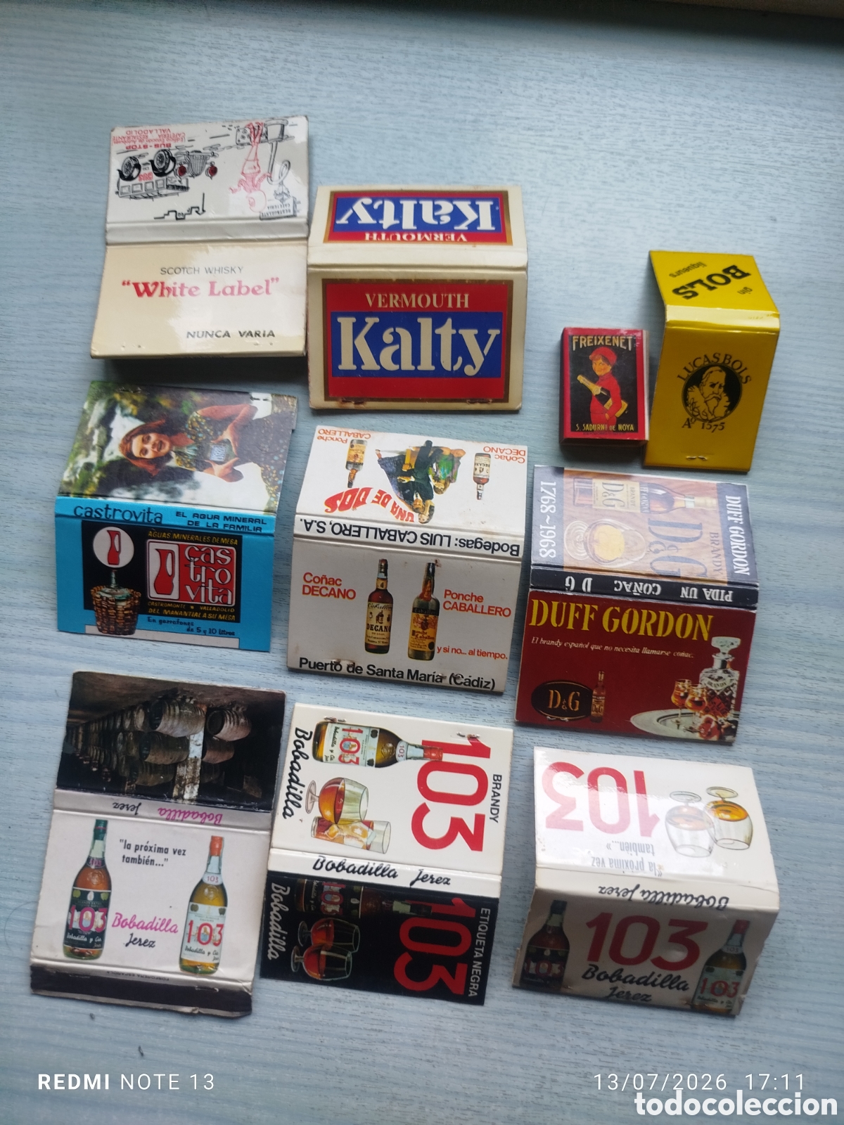 Caixas de F&oacute;sforos: lote 10 cajas cerillas tema bebidas