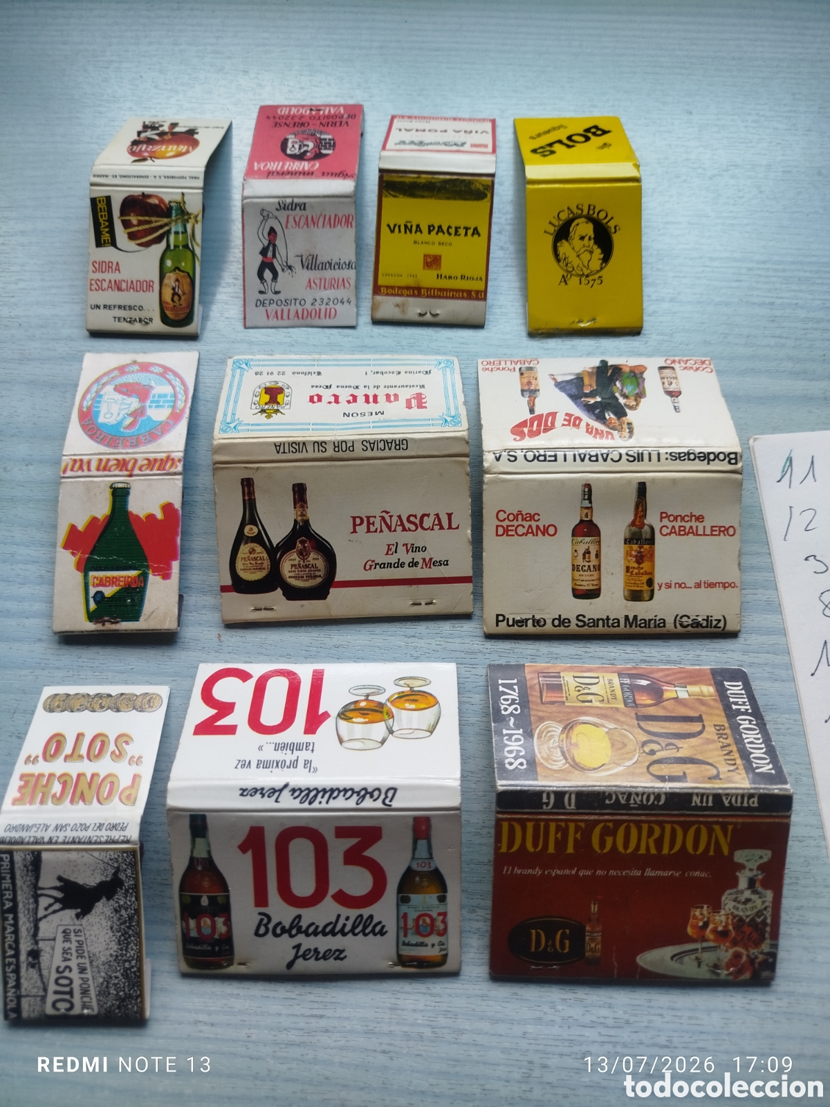 Caixas de F&oacute;sforos: lote 10 cajas cerillas tema bebidas