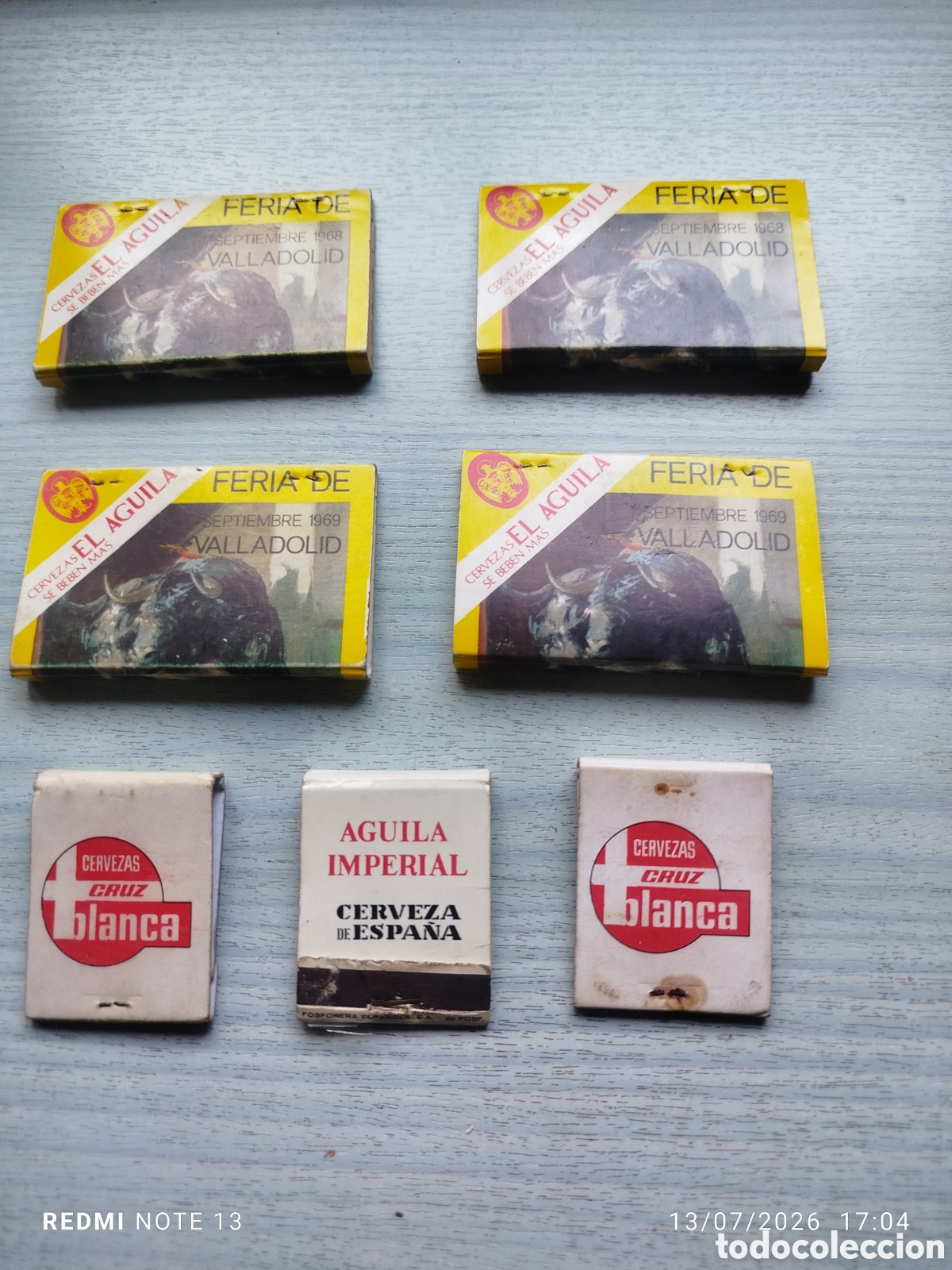 Caixas de F&oacute;sforos: lote 7cajas cerillas tema cerveza