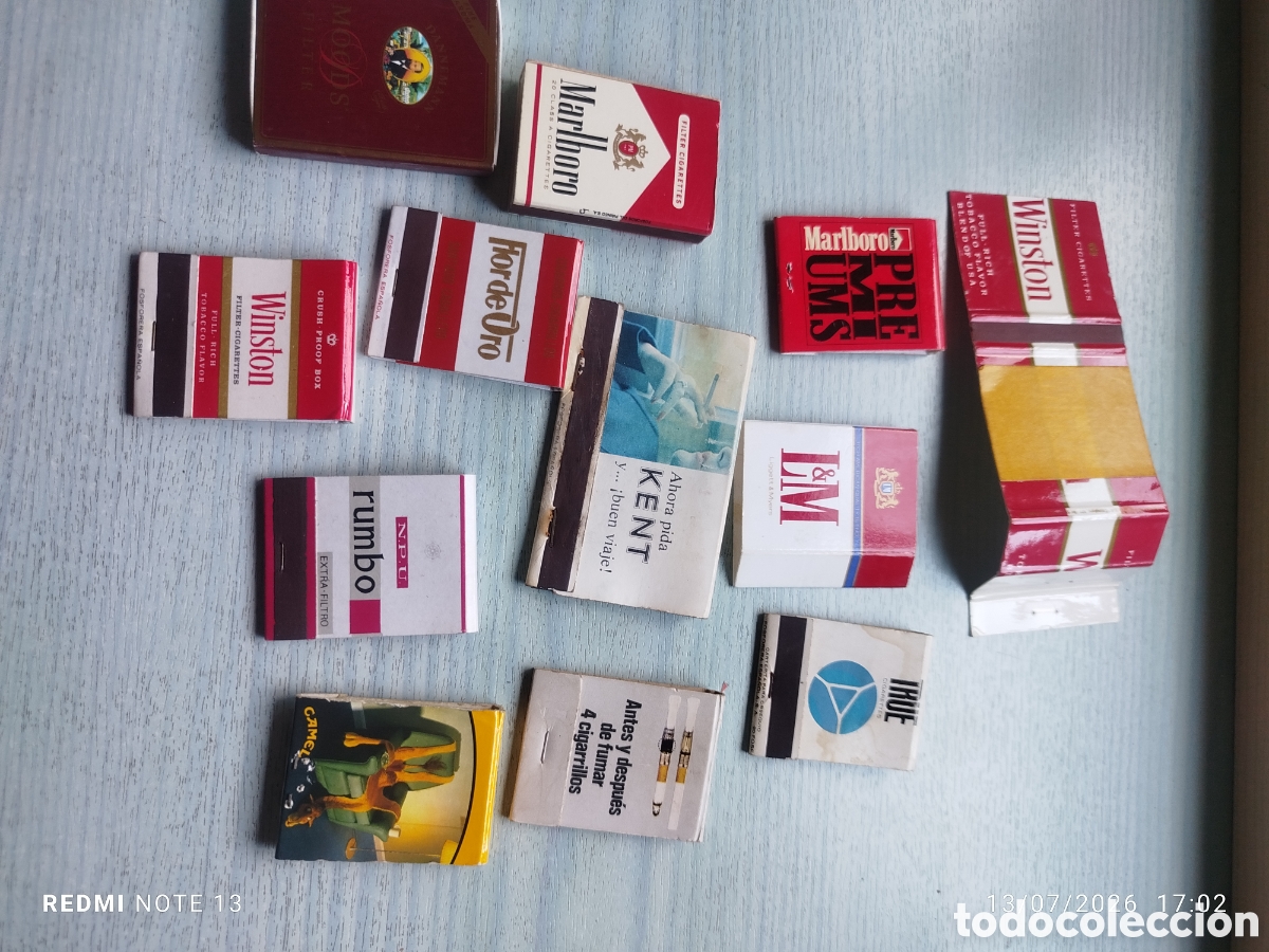 Caixas de F&oacute;sforos: lote 12 cajas cerillas tema tabaco
