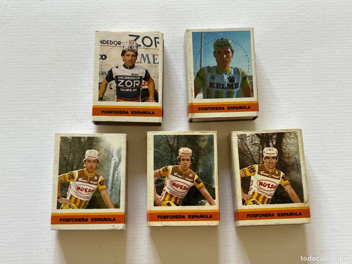Cajas de cerillas: 5 Cajas cajitas de cerillas FOSFORERA ESPA&Ntilde;OLA ciclismo HUESO KELME ZOR