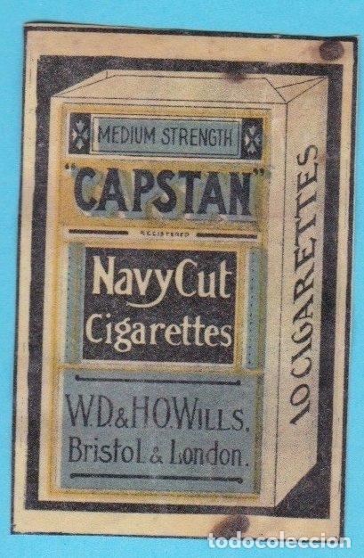 Cajas de cerillas: CAPSTAN, NAVY CUT CIGARETTES. CROMO PUBLICITARIO DE CAJA DE CERILLAS