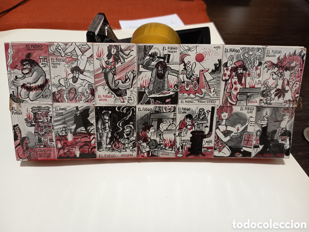 Cajas de cerillas: Colecci&oacute;n f&oacute;sforos completa 14 cajas ilustra MINGOTE, serie El Fuego