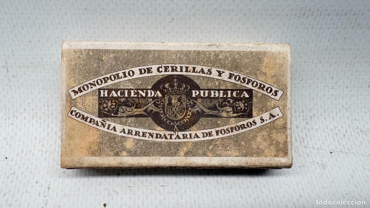 Cajas de cerillas: CAJA CERILLAS HACIENDA P&Uacute;BLICA MONOPOLIO F&Oacute;SFOROS COMPLETA CON CERILLAS ANTIGUA
