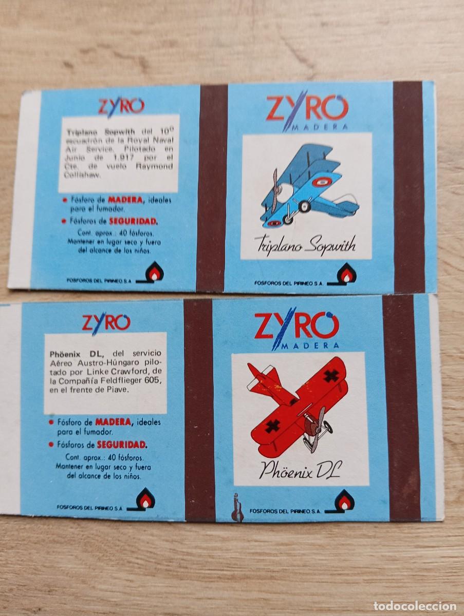 Cajas de cerillas: LOTE DE 2 CARATULAS CAJAS DE CERILLAS DE AVIONES ZYRO FOSF. PIRINEO