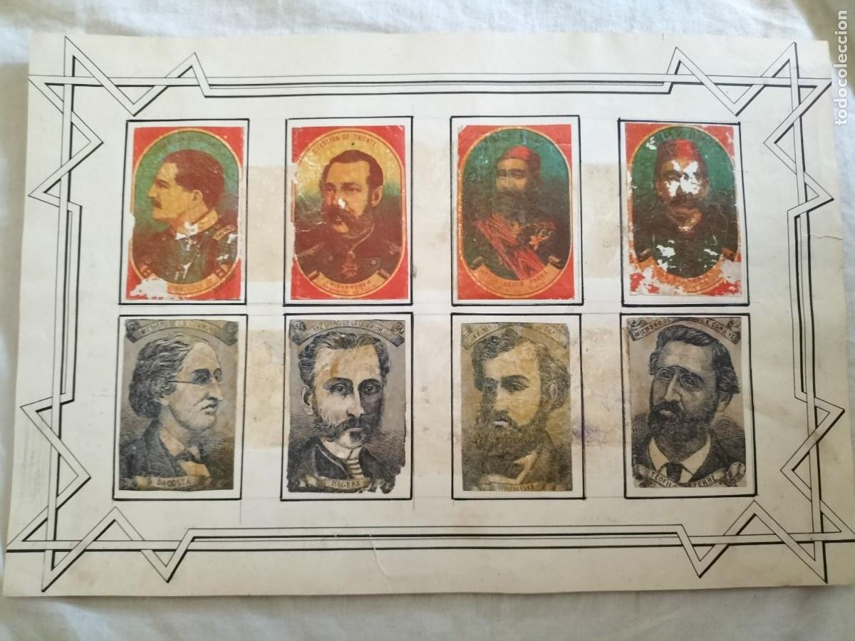 Cajas de cerillas: LAMINA CON 8 envoltorios CROMOS DEL S. XIX DE CAJAS DE CERILLAS