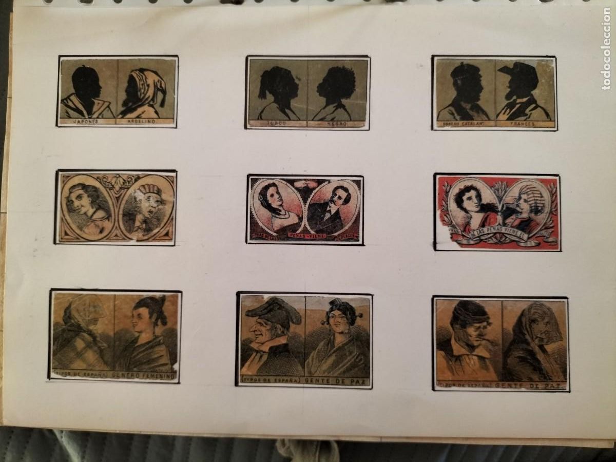 Cajas de cerillas: LAMINA CON 9 envueltas -CROMOS DEL S. XIX DE CAJAS DE CERILLAS