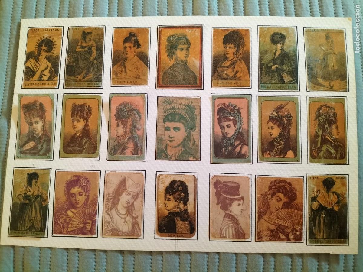 Cajas de cerillas: LAMINA CON 21 envueltas -CROMOS DEL S. XIX DE CAJAS DE CERILLAS( nombres de mujeres)