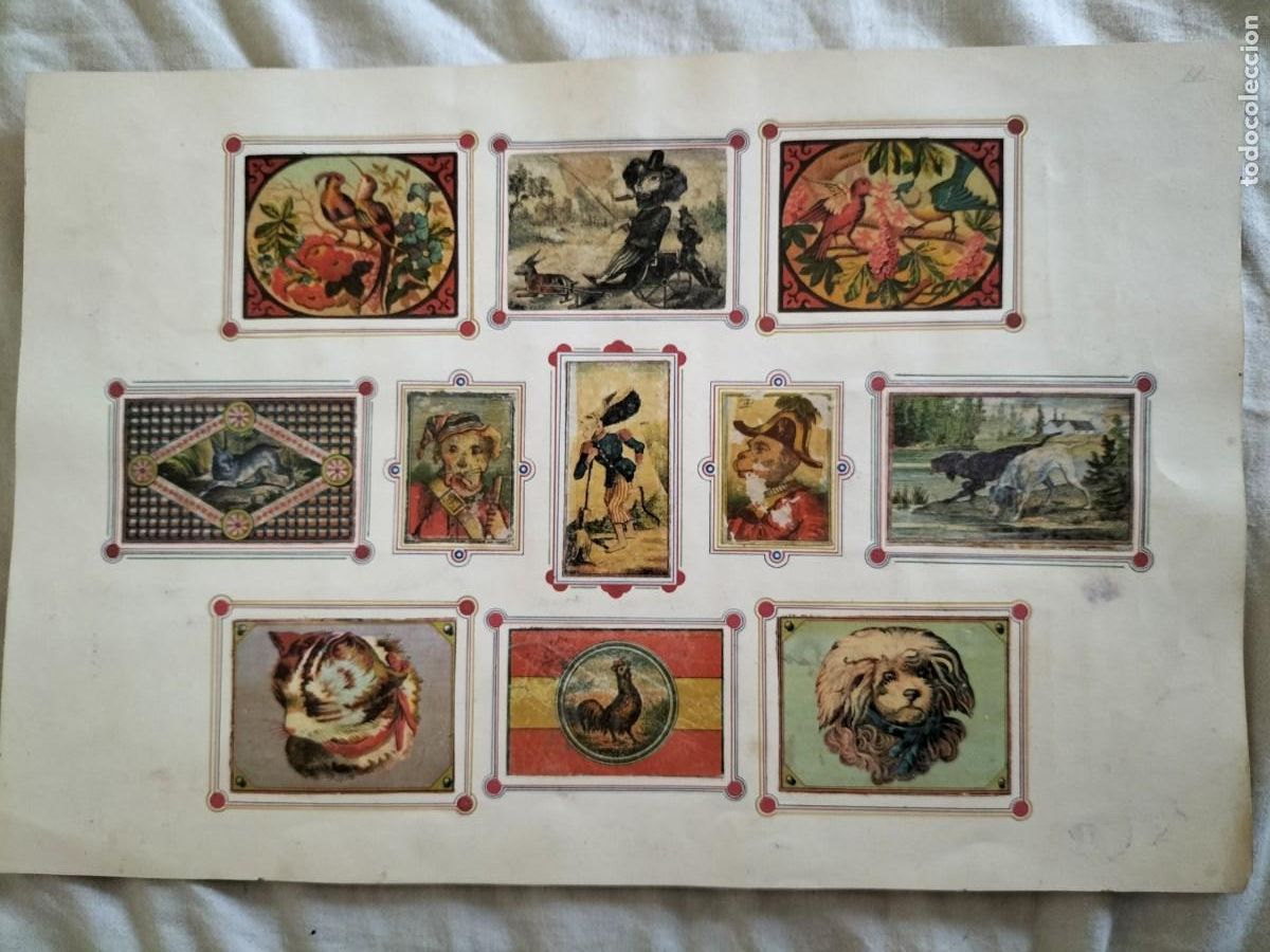 Cajas de cerillas: LAMINA CON 18 etiquetas CROMOS DEL S. XIX DE CAJAS DE CERILLAS ( AMBAS CARAS)