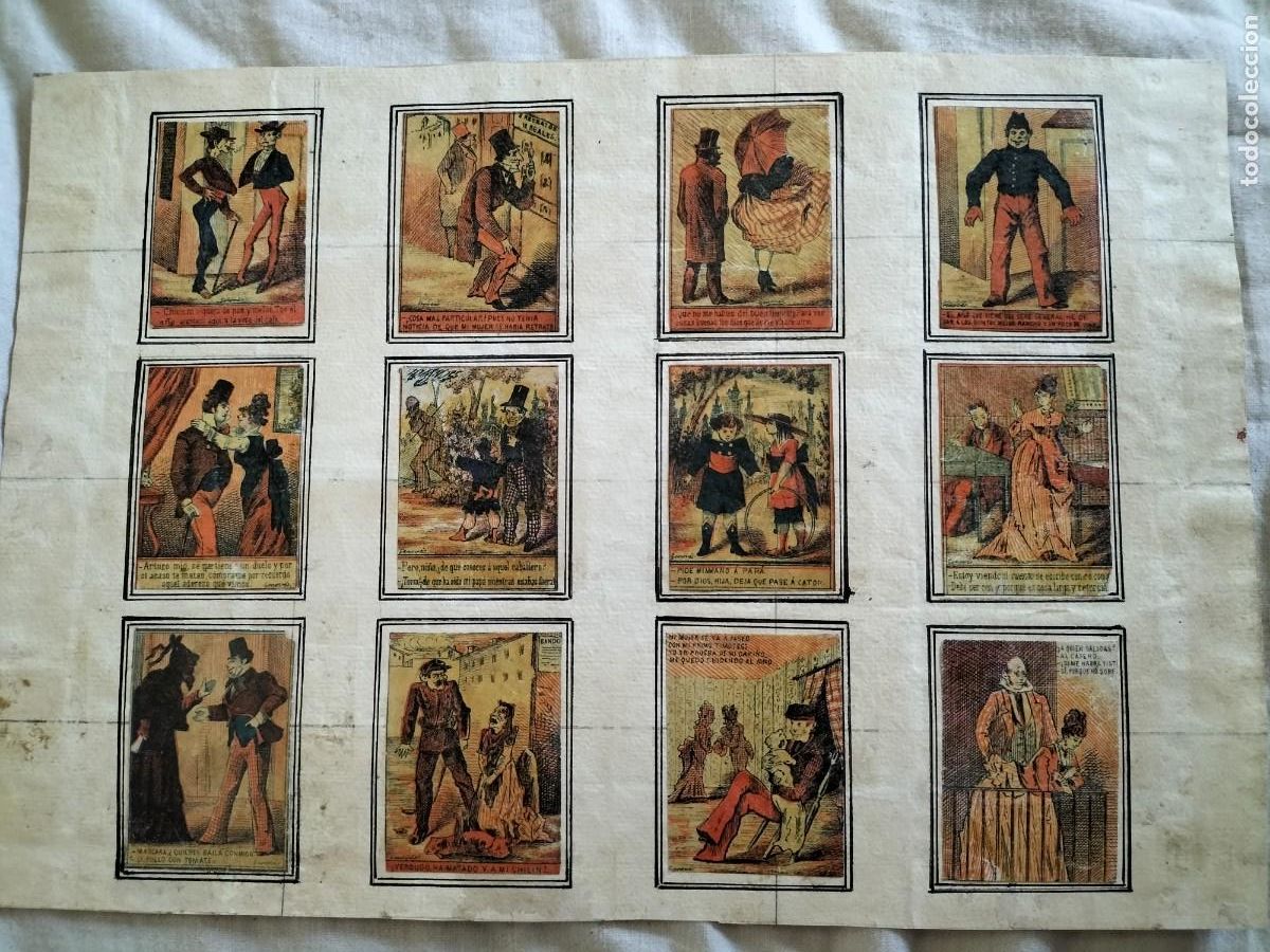 Cajas de cerillas: LAMINA CON 12 etiquetas CROMOS DEL S. XIX DE CAJAS DE CERILLAS