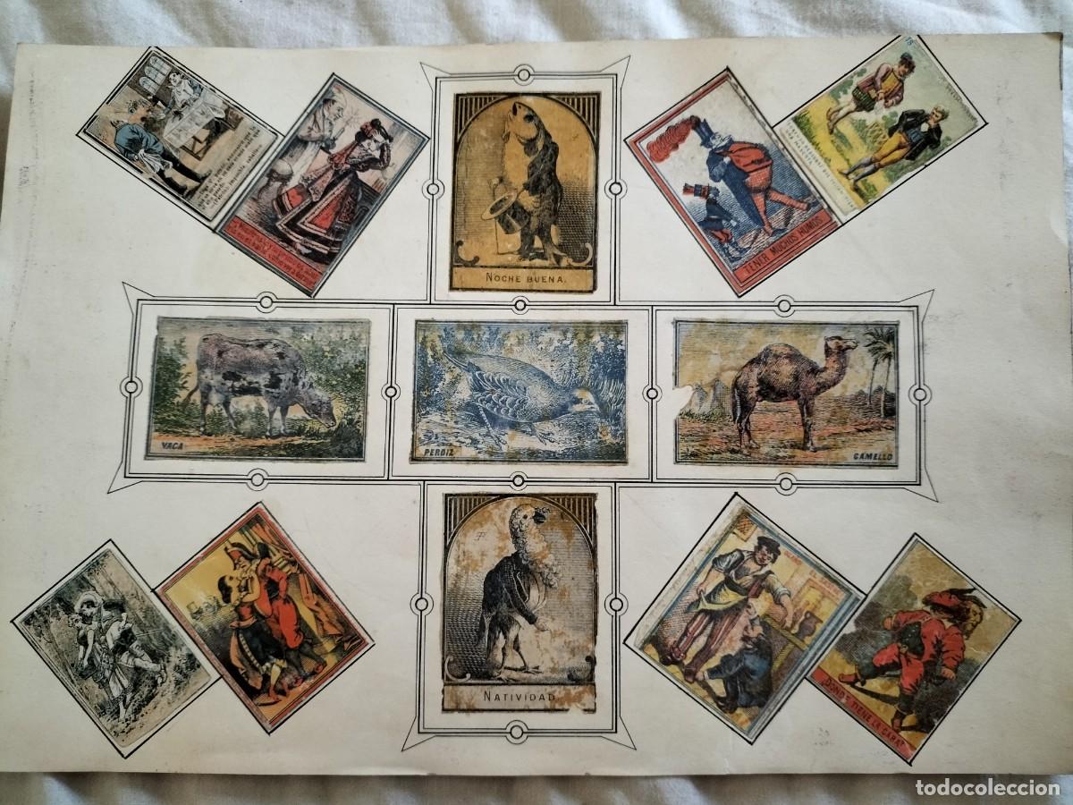 Cajas de cerillas: LAMINA CON 13 etiquetas CROMOS DEL S. XIX DE CAJAS DE CERILLAS