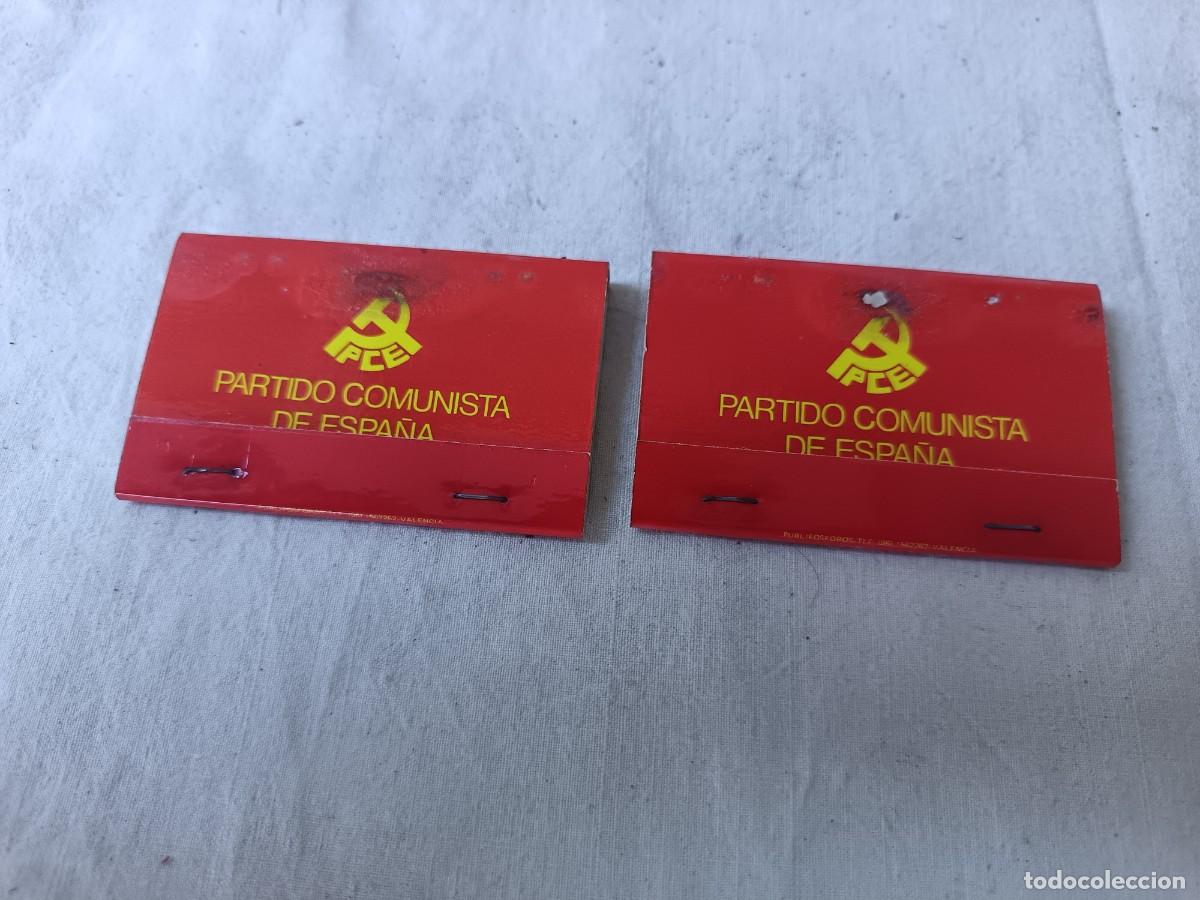 Cajas de cerillas: 2 cajas de cerillas de PCE, Partido Comunista de Espa&ntilde;a, llenas