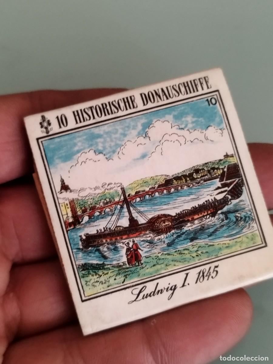 Cajas de cerillas: Antigua caja cerilla de la colecci&oacute;n alemana 10 barcos hist&oacute;ricos del Danubio. Braug bier.