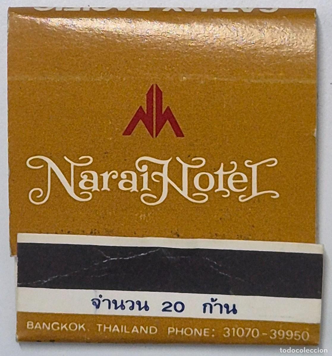 Cajas de cerillas: Carpeta de cerillas Tailandia. Narai Hotel (Bangkok) / Cathay Pacific. D&eacute;cada de los 60/70. Completa