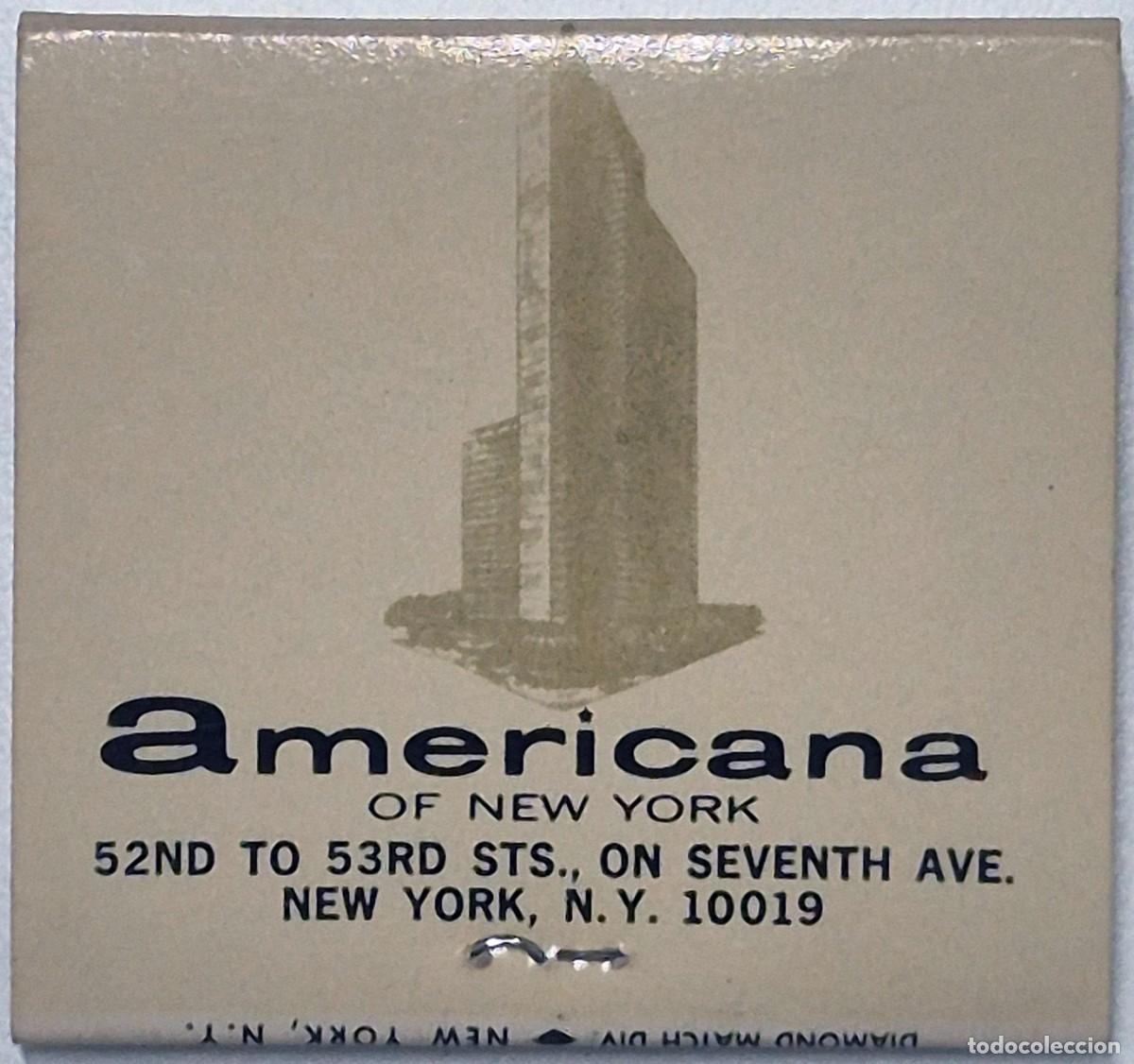 Cajas de cerillas: Caja de cerillas USA. Americana of New York. D&eacute;cada de los 60/70. Completa