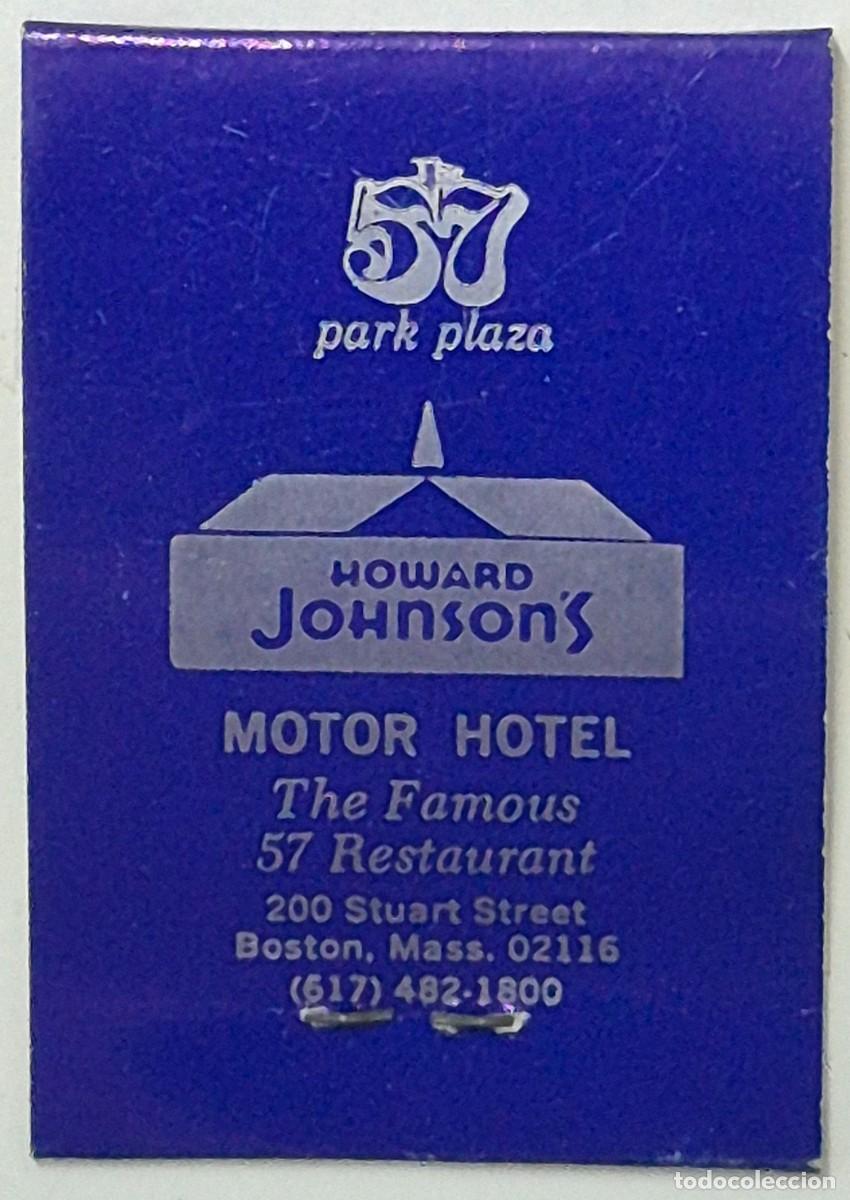 Matchboxes: Caja de cerillas USA. The 57 Park Plaza Howard Johnson's Motor Hotel (Boston) Completa