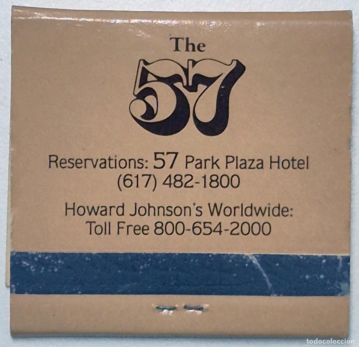 Cajas de cerillas: Caja de cerillas USA. The 57 - Park Plaza Hotel. D&eacute;cada de los 60/70. Completa