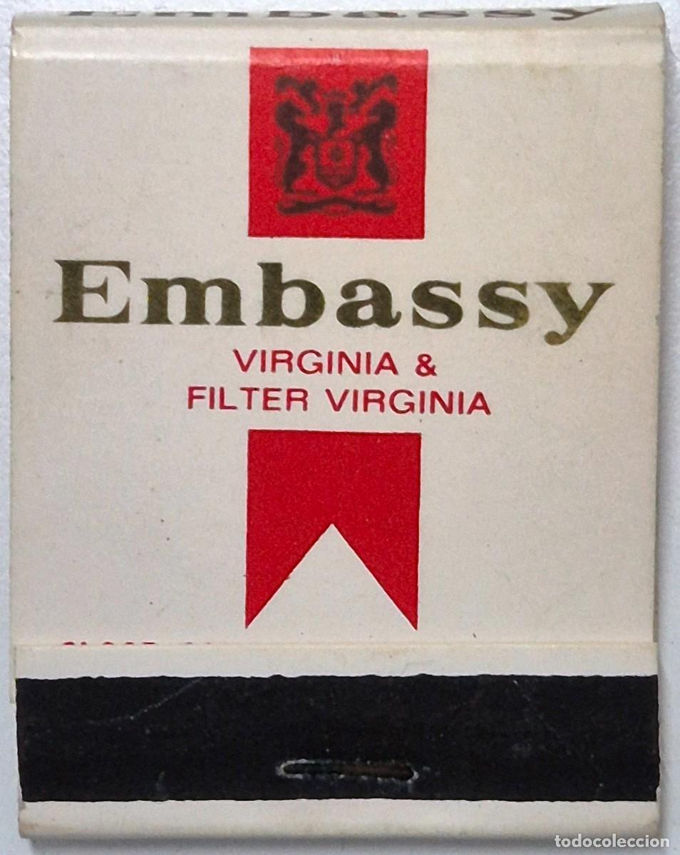 Cajas de cerillas: Caja de cerillas USA. Embassy The Best in Smoking. D&eacute;cada de los 60/70. Completa