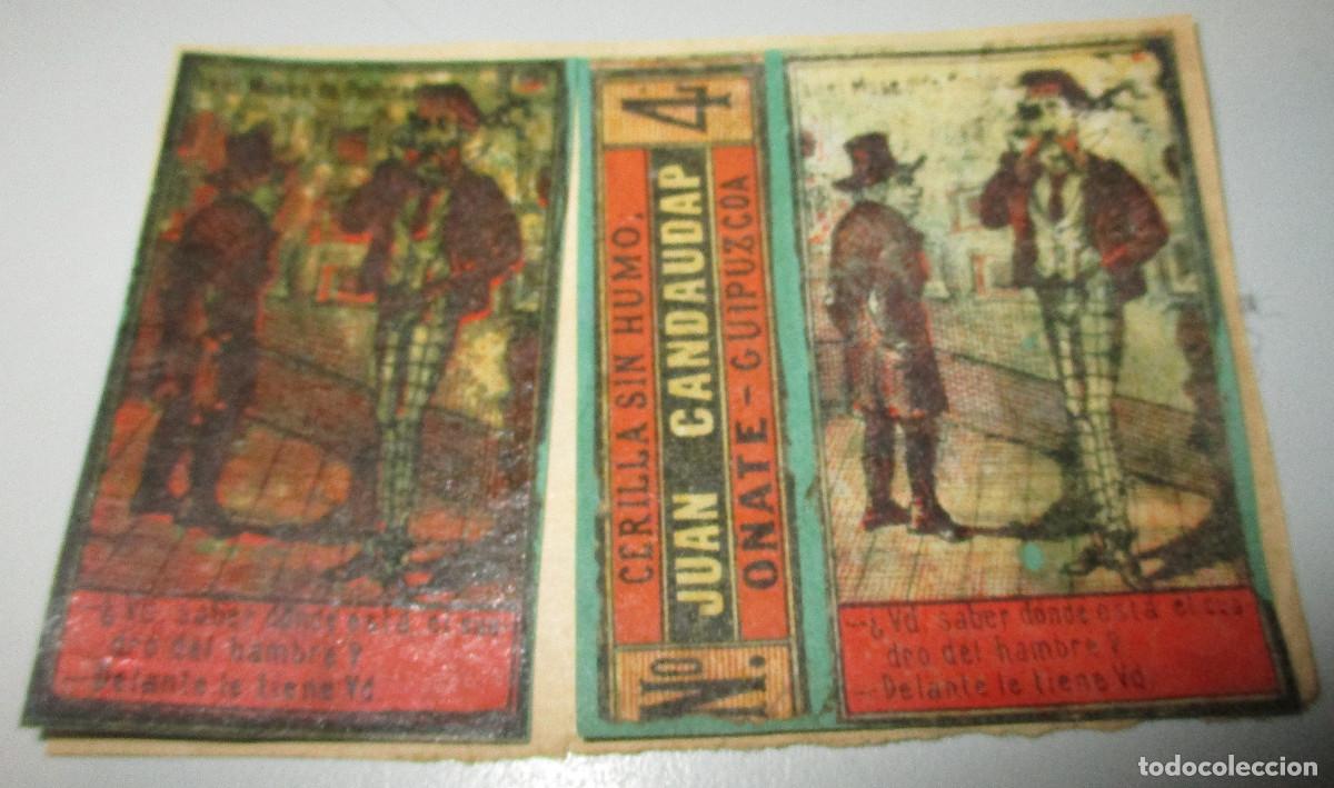 Cajas de cerillas: Antiguo envoltorio para caja de cerillas JUAN CANDAUDAP, O&ntilde;ate, Guipuzcoa