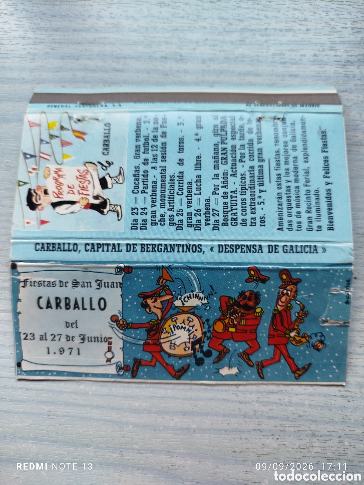 Cajas de cerillas: CAJA CERILLAS PLANCHA FIESTAS CARBALLO 1971