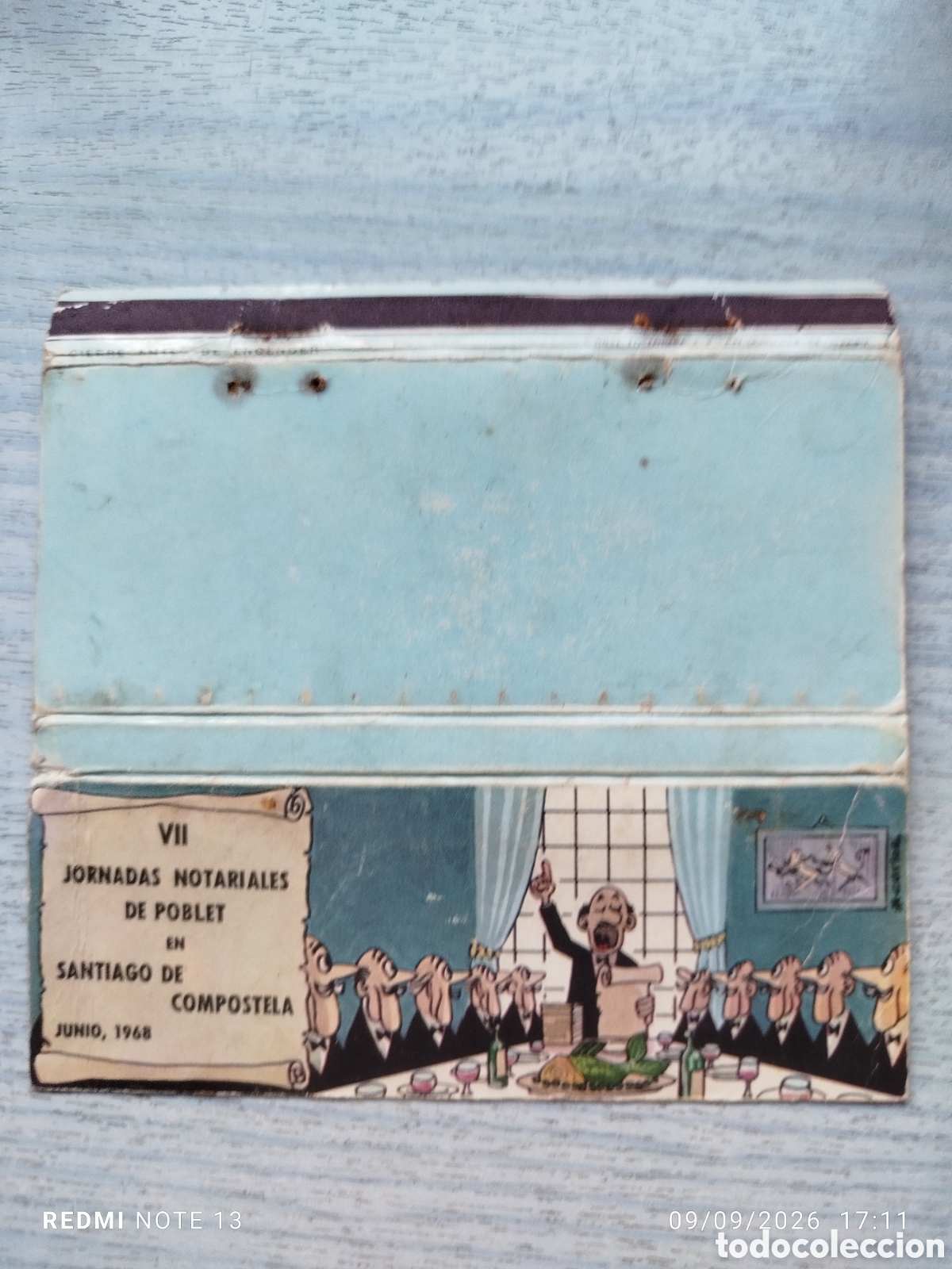 Cajas de cerillas: CAJA CERILLAS PLANCHA VII jornadas notariales de poblet Santiago de Compostela 1968