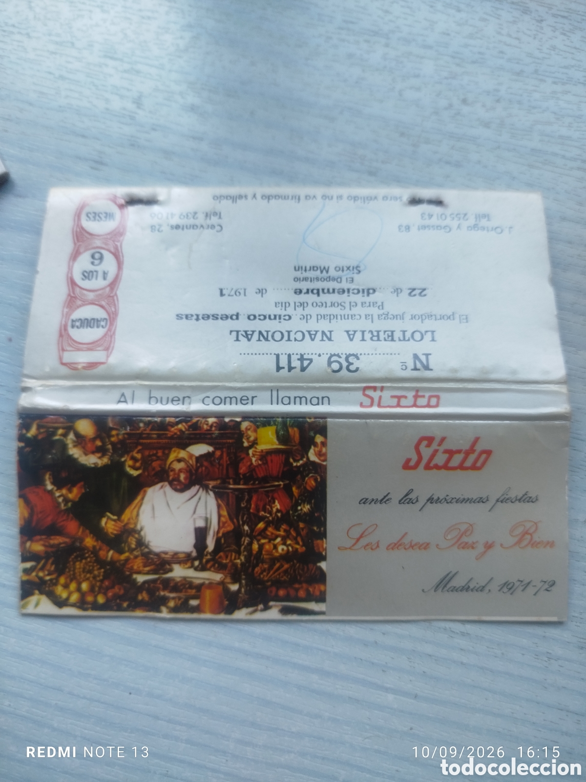 Cajas de cerillas: CAJA CERILLAS .restaurante SIXTO--MADRID 1971