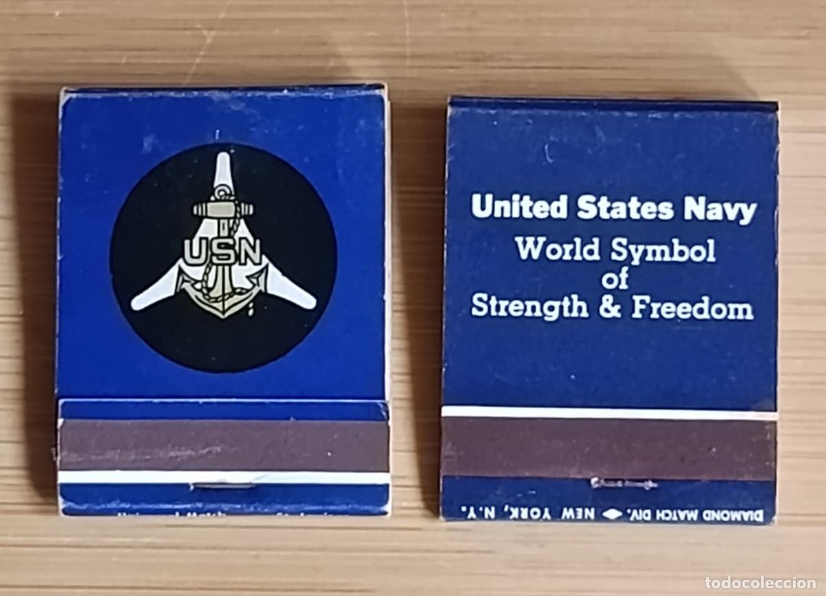 Cajas de cerillas: Lote 2 cajitas libretas de cerillas US Navy Marina EEUU Militaria vintage Made in USA