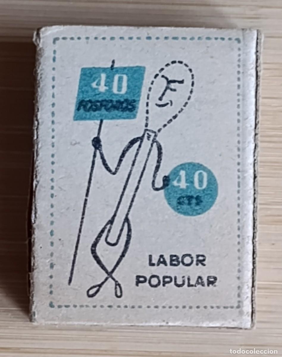 Cajas de cerillas: Caja de cerillas antigua Labor Popular - Fosforera Espa&ntilde;ola - 40 Cts / 40 F&oacute;sforos vintage