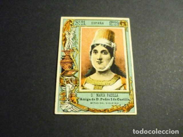 Streichholzschachteln: DO&Ntilde;A MARIA DE PADILLA CROMO SIGLO XIX CAJA DE CERILLAS