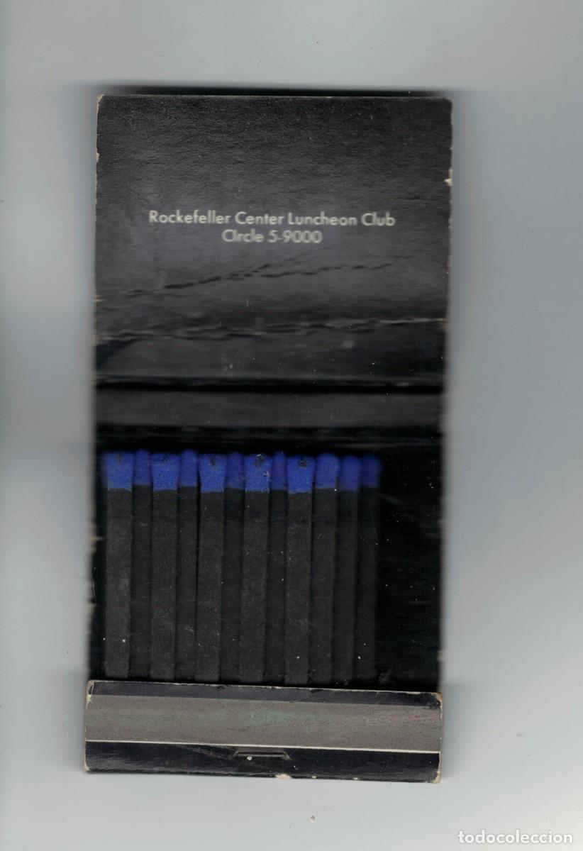 Cajas de cerillas: Caja de cerillas Rockefeller Center Luncheon Club &ndash; Nueva York &ndash; a&ntilde;os 50‑60