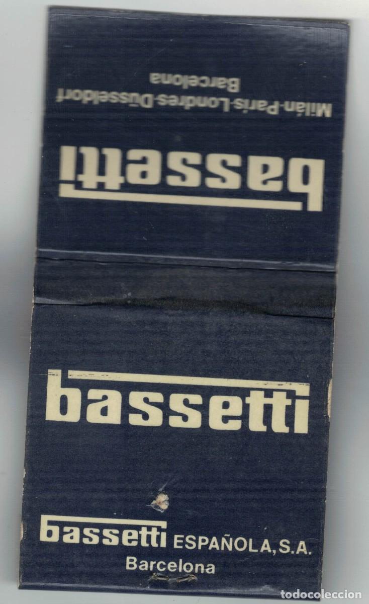 Cajas de cerillas: Caja de cerillas Bassetti Espa&ntilde;ola S.A. &ndash; Barcelona &ndash; dise&ntilde;o corporativo &ndash; a&ntilde;os 70