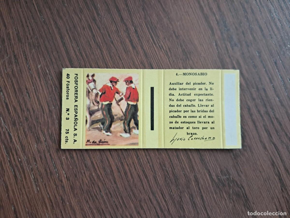 Cajas de cerillas: Caja de cerillas - Tauromaquia - N&ordm; 4 monosabio - Fosforera Espa&ntilde;ola n&ordm; 3, a&ntilde;os 60-70.