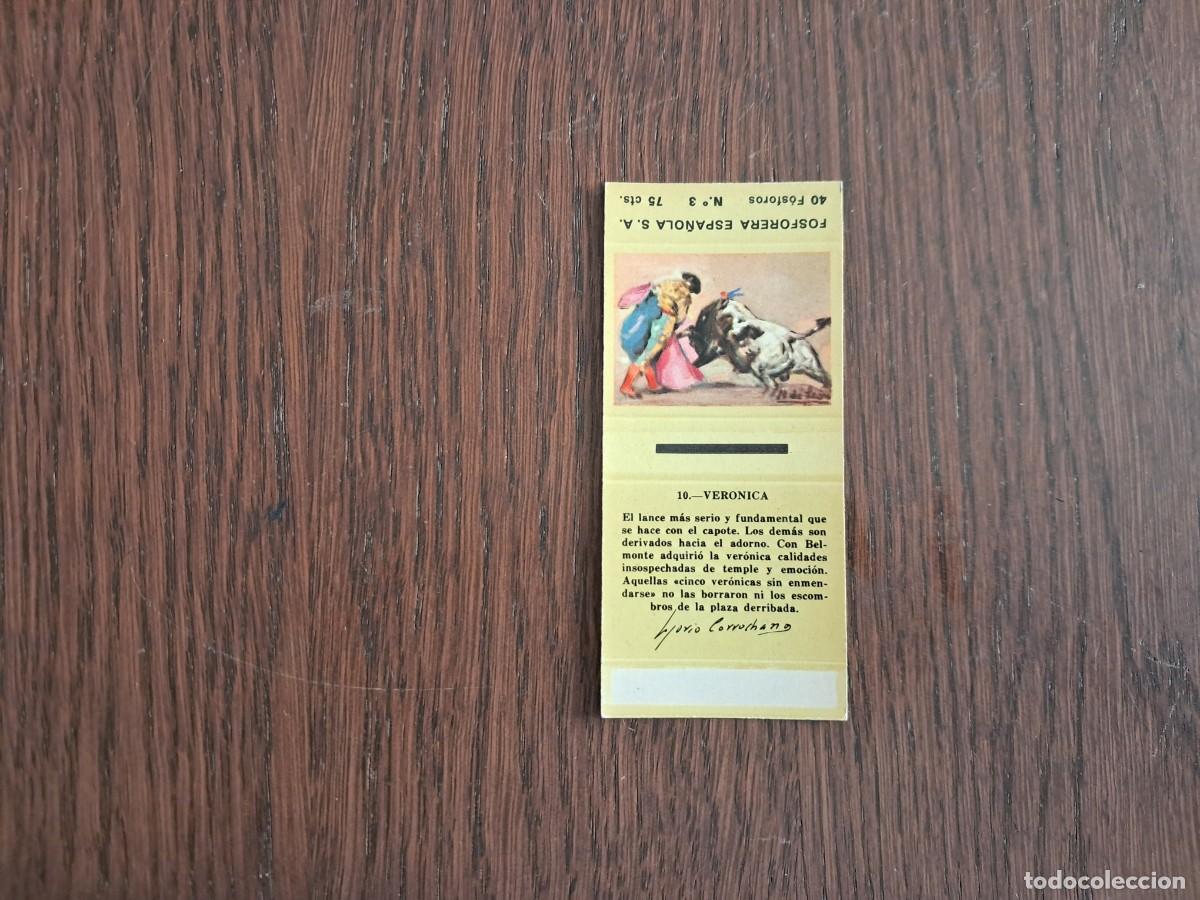 Cajas de cerillas: Caja de cerillas - Tauromaquia - N&ordm; 10 Ver&oacute;nica - Fosforera Espa&ntilde;ola n&ordm; 3, a&ntilde;os 60-70.