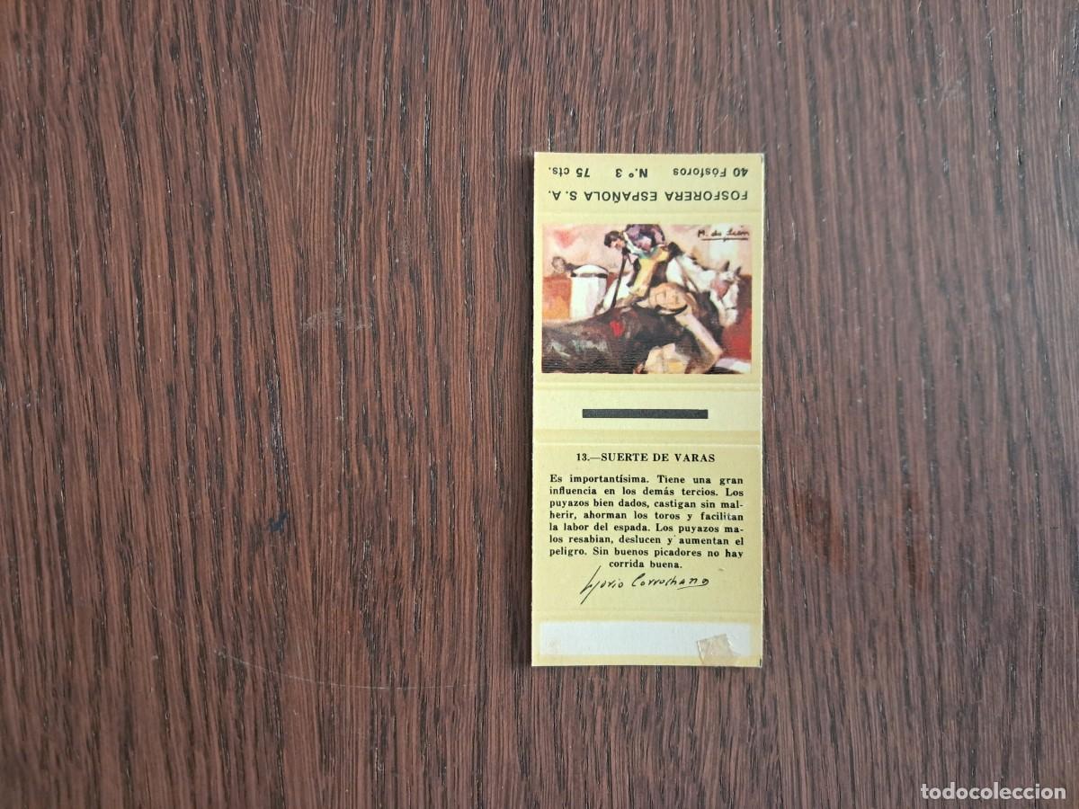 Cajas de cerillas: Caja de cerillas - Tauromaquia - N&ordm; 13 suerte de varas - Fosforera Espa&ntilde;ola n&ordm; 3, a&ntilde;os 60-70.