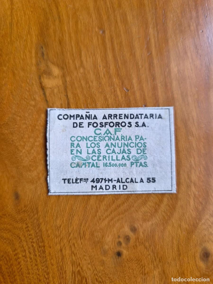 Cajas de cerillas: Compa&ntilde;&iacute;a Arrendataria de Fosforos, S.A. CAF- Antiguo cromo publicitario cerillas a&ntilde;os 20