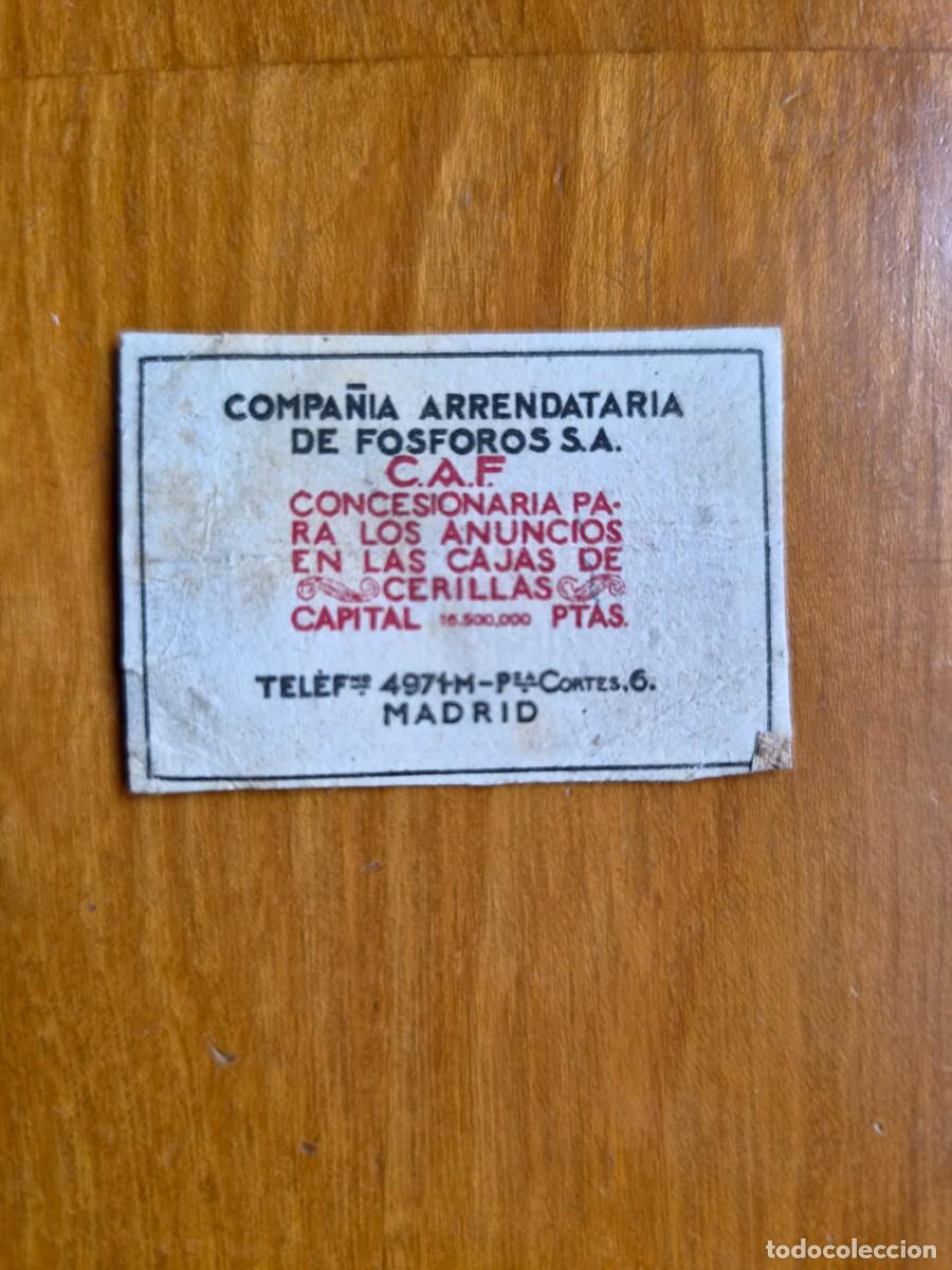 Streichholzschachteln: Compa&ntilde;&iacute;a Arrendataria de Fosforos, S.A. CAF- Antiguo cromo publicitario cerillas a&ntilde;os 20