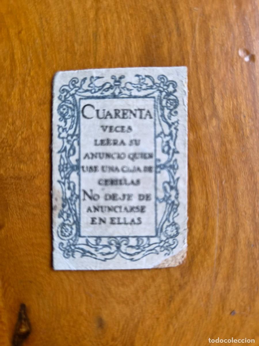 Cajas de cerillas: ANTIGUO CROMO PUBLICITARIO CAJAS CERRILLAS A&Ntilde;OS 20