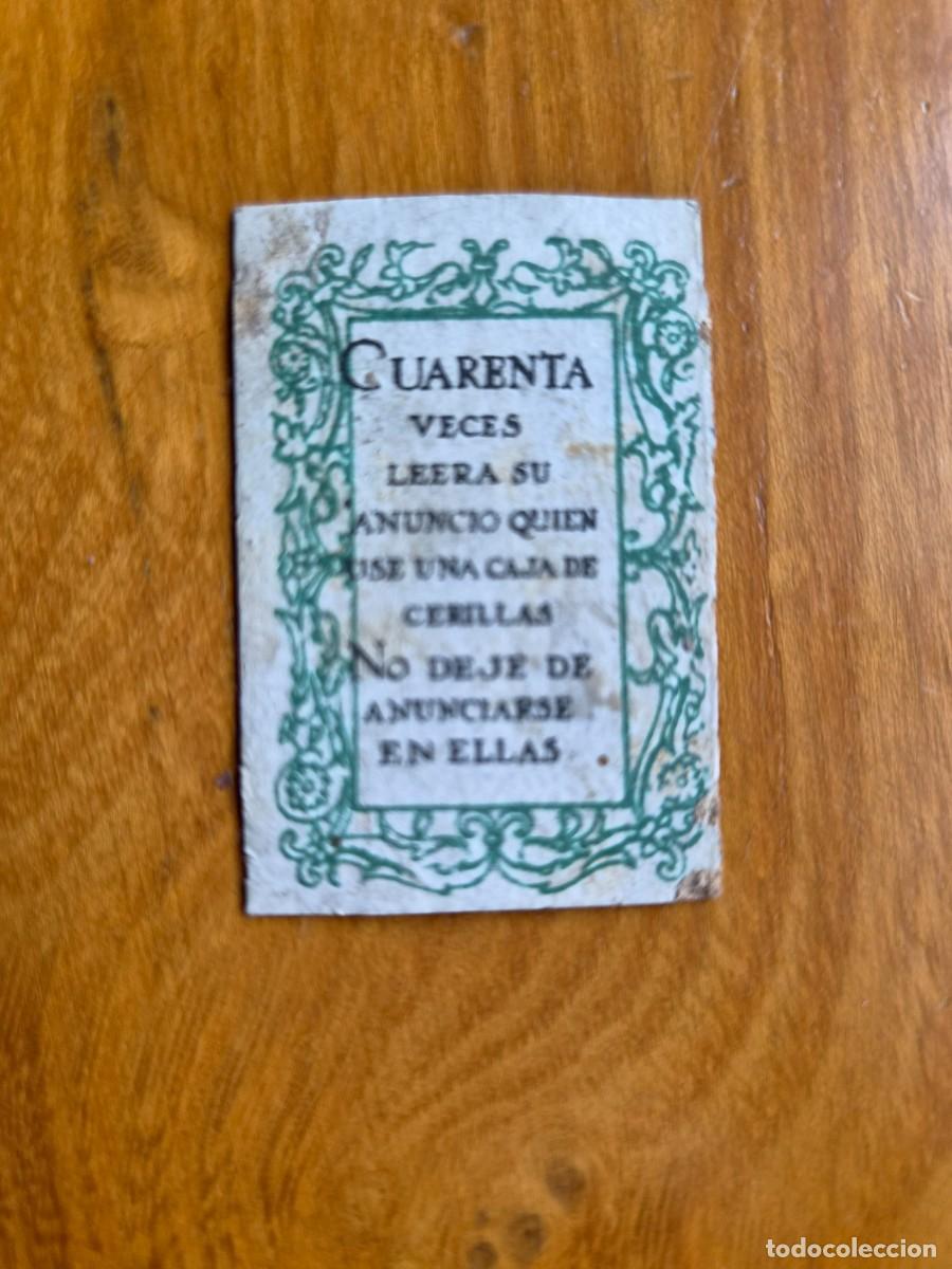 Cajas de cerillas: ANTIGUO CROMO PUBLICITARIO CAJAS CERRILLAS A&Ntilde;OS 20