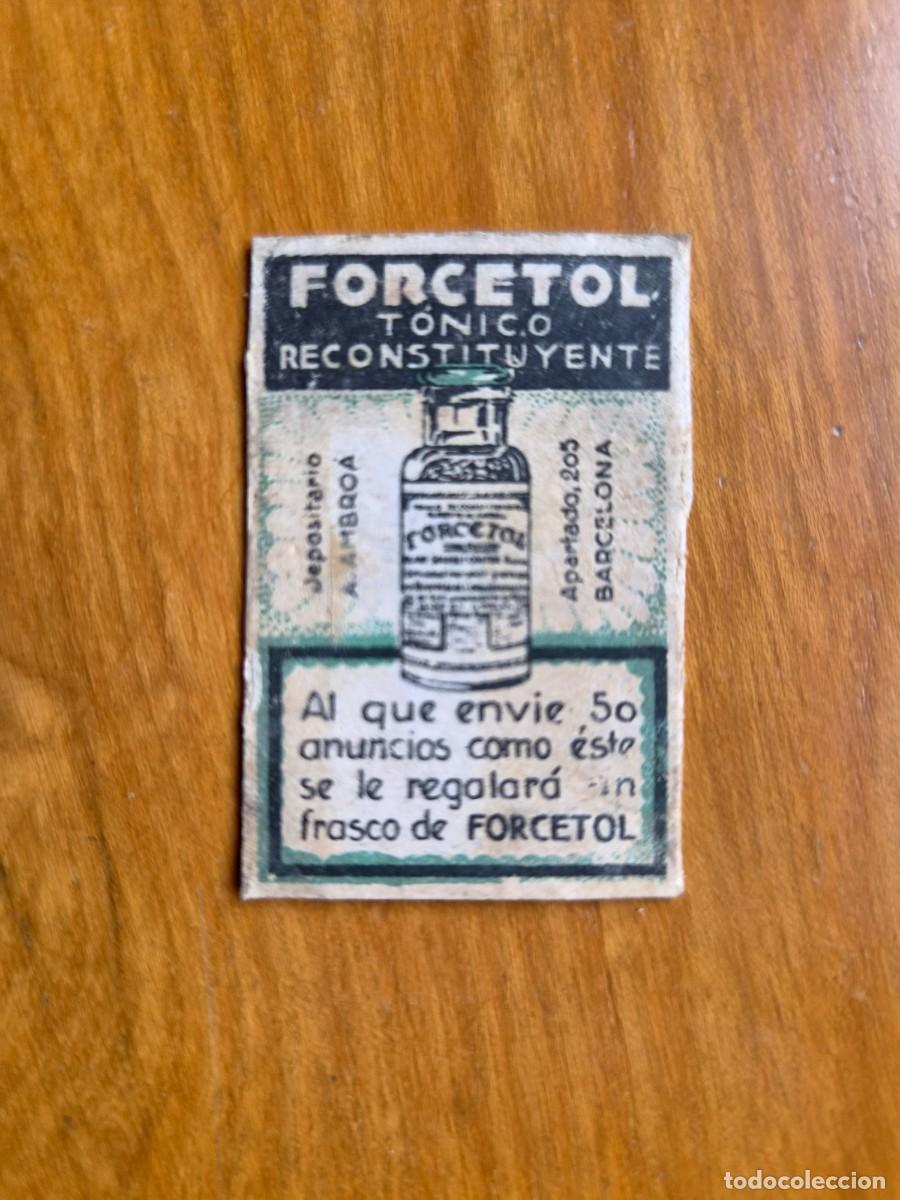 Cajas de cerillas: FORCETOL - ANTIGUO CROMO PUBLICITARIO CAJA CERILLAS A&Ntilde;OS 20