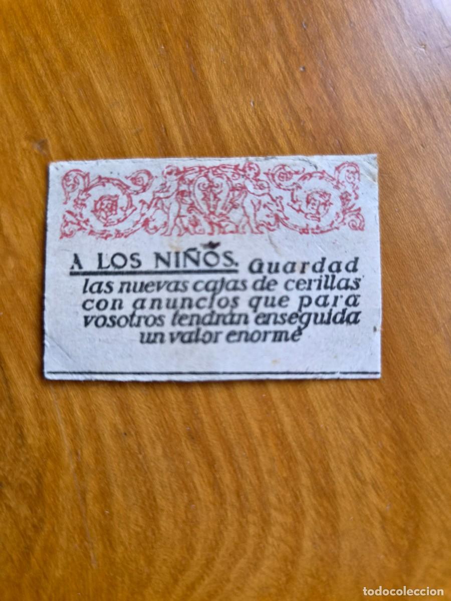 Cajas de cerillas: ANTIGUO CROMO PUBLICITARIO CAJAS CERRILLAS A&Ntilde;OS 20