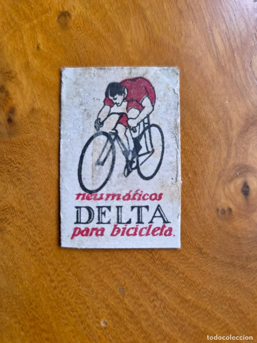 Cajas de cerillas: NEUMATICOS DELTA - ANTIGUO CROMO PUBLICITARIO CAJAS CERRILLAS A&Ntilde;OS 20