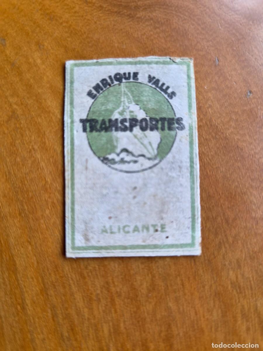 Cajas de cerillas: TRANSPORTES ENRIQUE VALLS - ANTIGUO CROMO PUBLICITARIO CAJAS CERRILLAS A&Ntilde;OS 20
