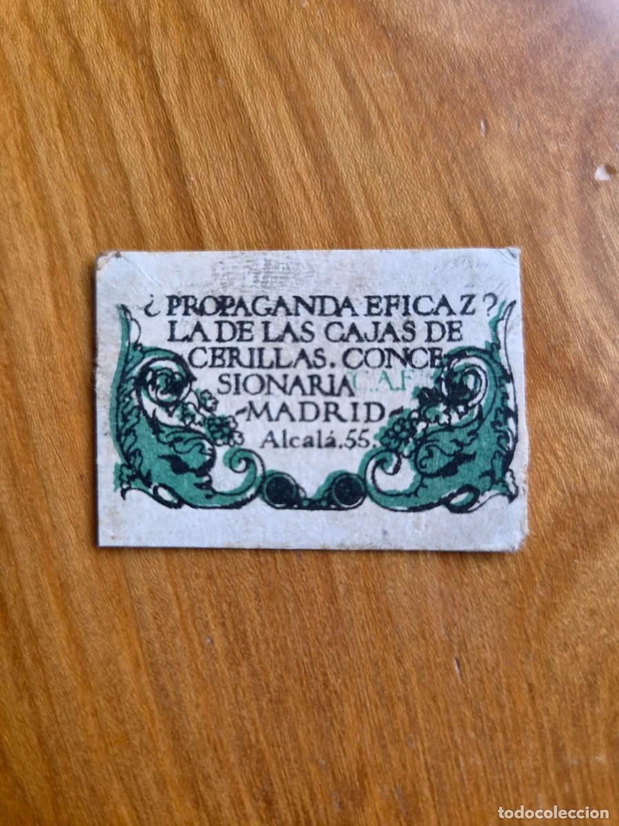 Cajas de cerillas: ANTIGUO CROMO PUBLICITARIO CAJAS CERRILLAS A&Ntilde;OS 20