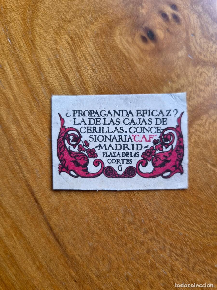 Cajas de cerillas: ANTIGUO CROMO PUBLICITARIO CAJAS CERRILLAS A&Ntilde;OS 20