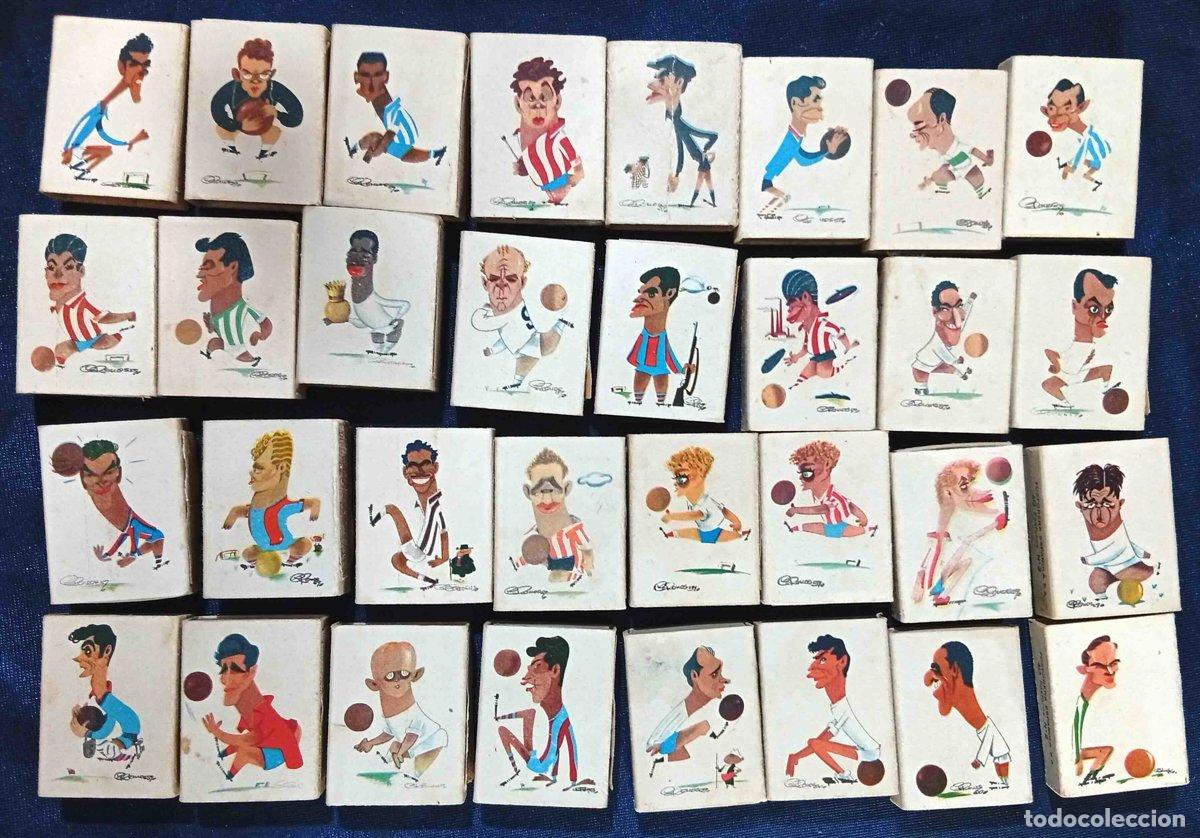 Cajas de cerillas: LOTE DE 32 CAJAS DE CERILLAS. CARICATURAS DE FUTBOLISTAS. KUBALA, DI EST&Eacute;FANO, RAMALLETS, GENTO. ...