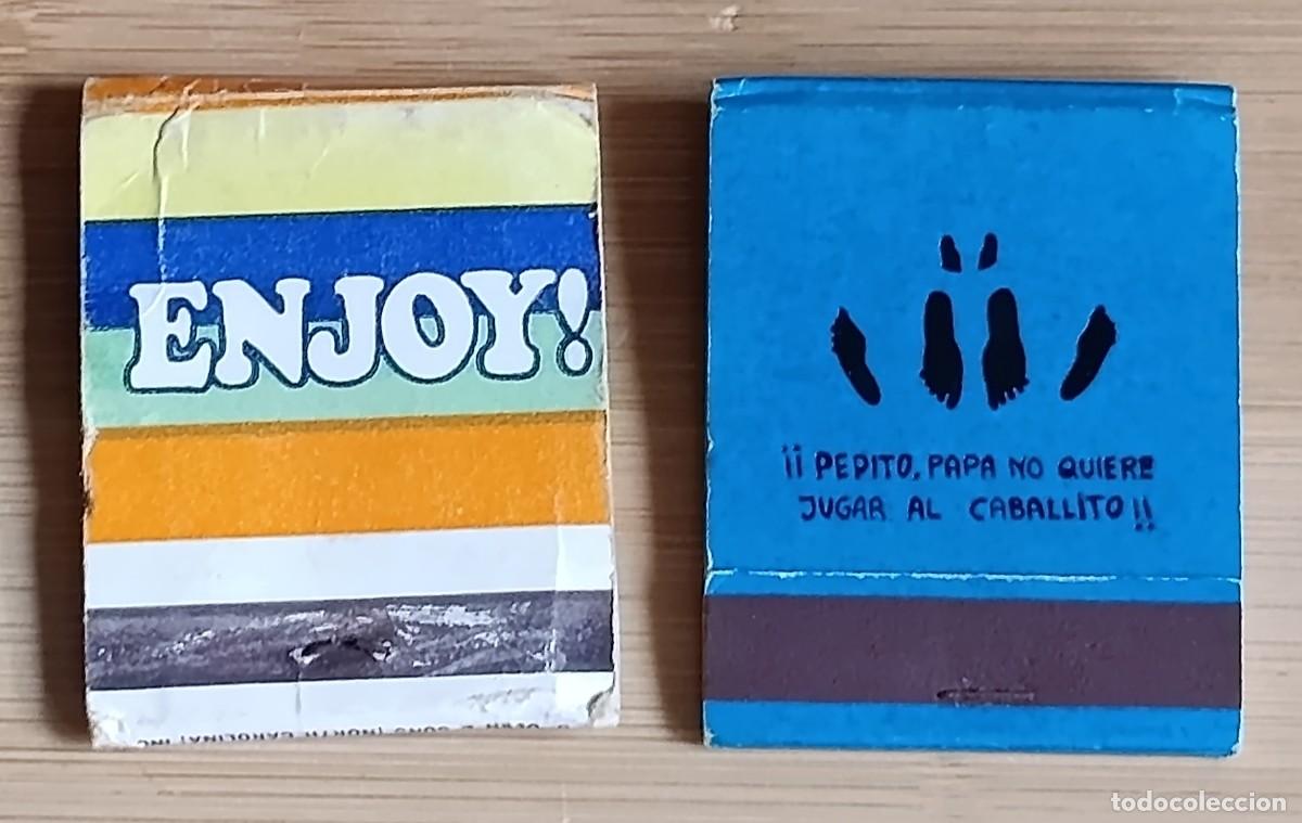 Cajas de cerillas: Lote 2 libretas de cerillas vintage King Edward Cigars (&rdquo;ENJOY!&rdquo;) y Humor (&rdquo;Pepito&rdquo;) Incompletas
