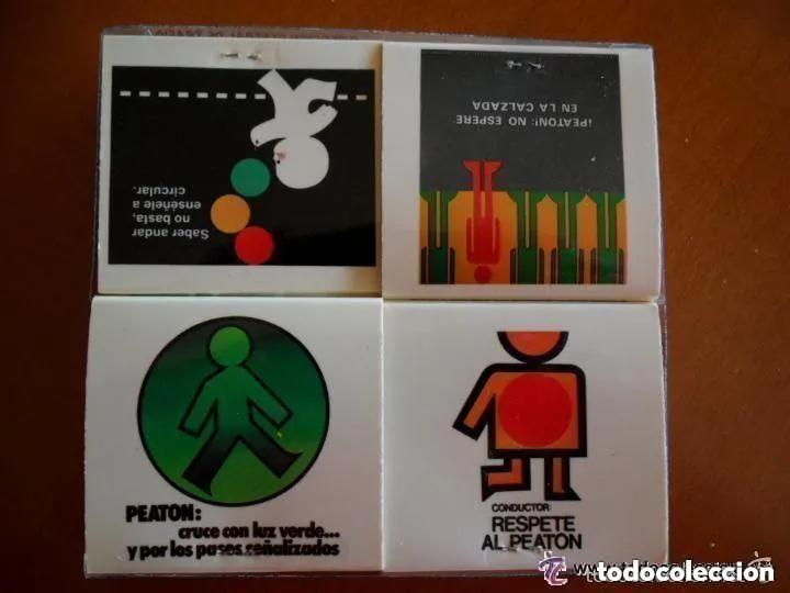 Bo&icirc;tes d'Allumettes: 8 CAJETILLAS DE CERILLAS CAMPA&Ntilde;A SEGURIDAD VIAL A&Ntilde;OS 70