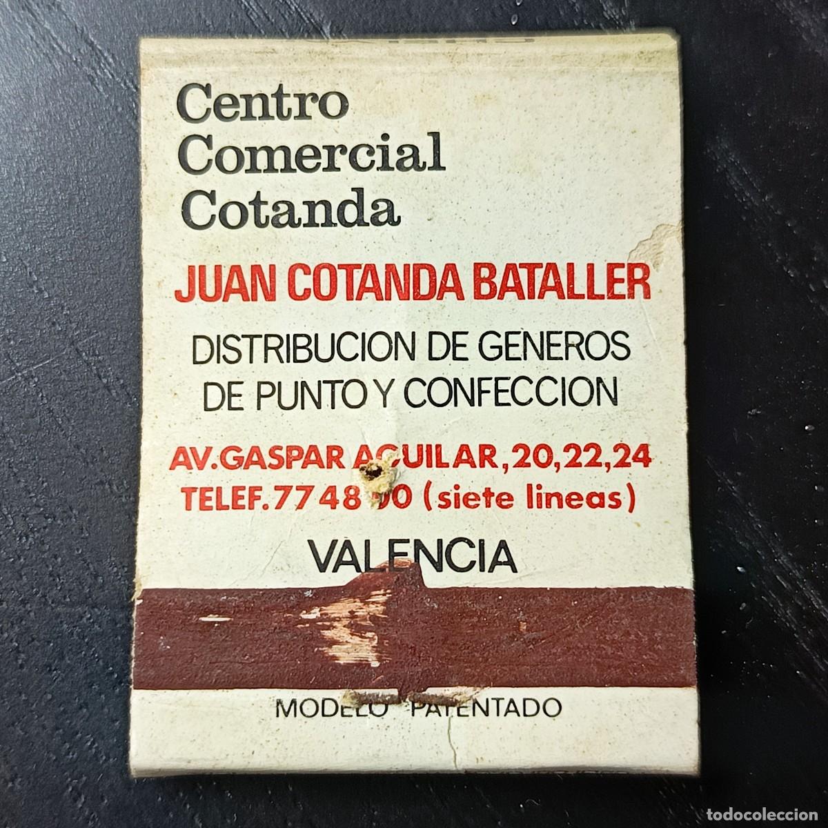 Cajas de cerillas: Caja de cerillas publicitaria Centro Comercial Cotanda Valencia a&ntilde;os 60‑70