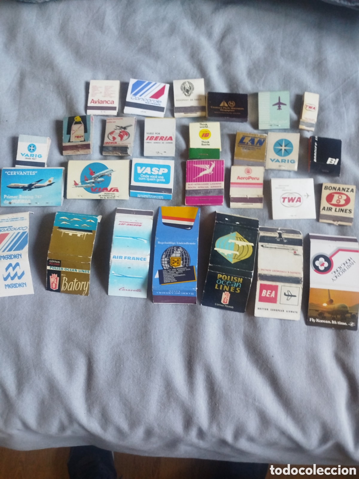 Cajas de cerillas: Lote 28 cajas cerillas aerol&iacute;neas mundiales