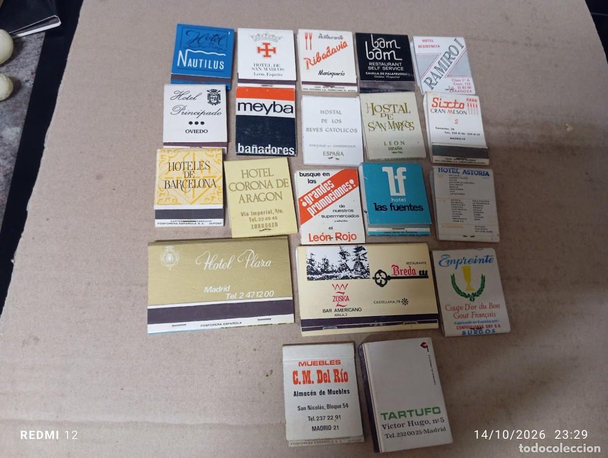 Cajas de cerillas: LOTE 21 CAJAS DE CERILLAS HOTELES DE ESPA&Ntilde;A Y MAS